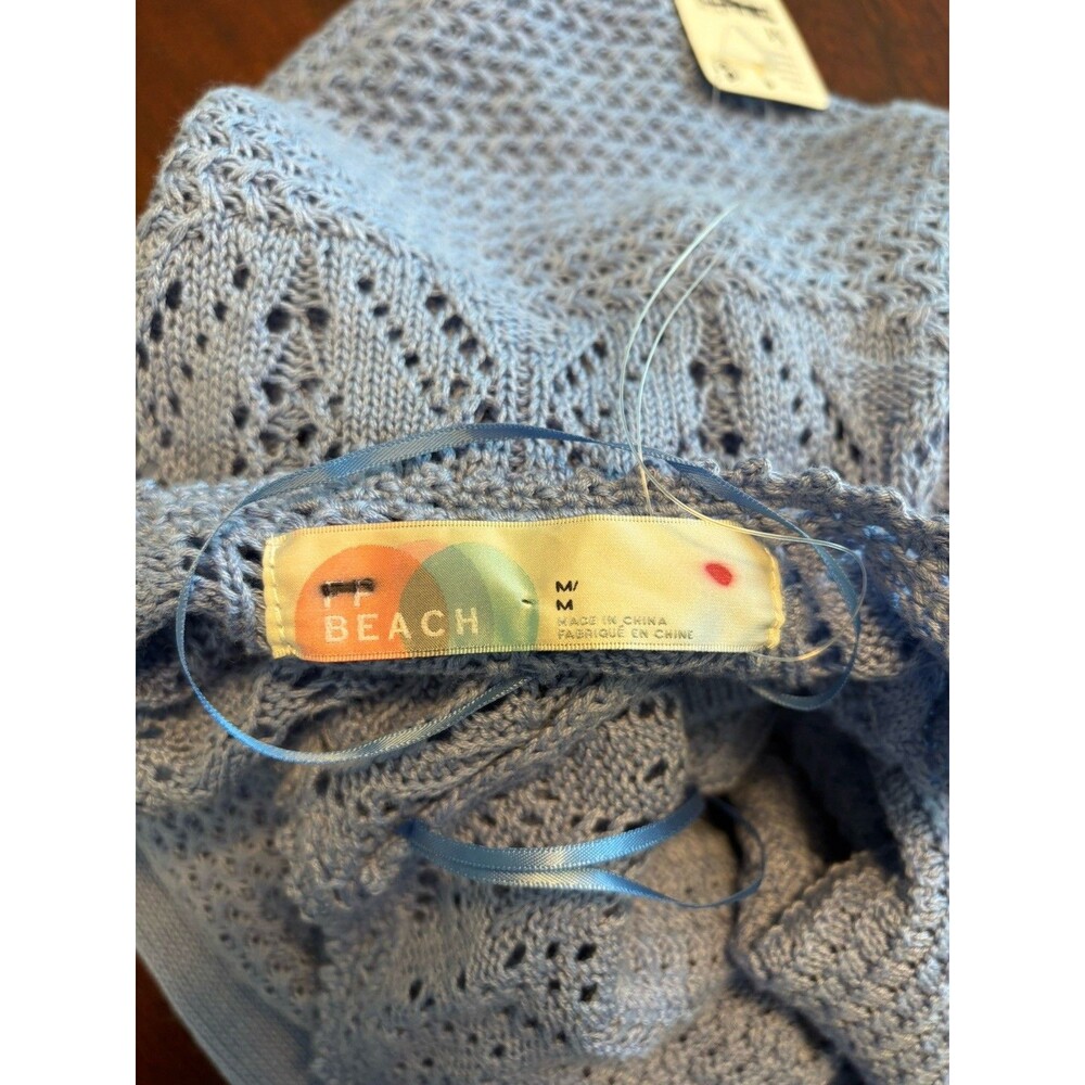 Free People Beach Coastal Open Knit Low Back Cover Up Dress Blue NWT M - Picture 5 of 12
